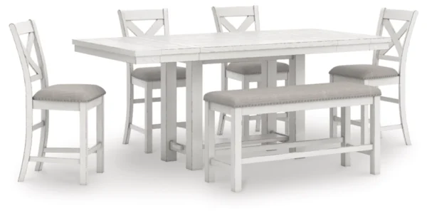 Robbinsdale Counter Height Dining Table and 4 Barstools and Bench