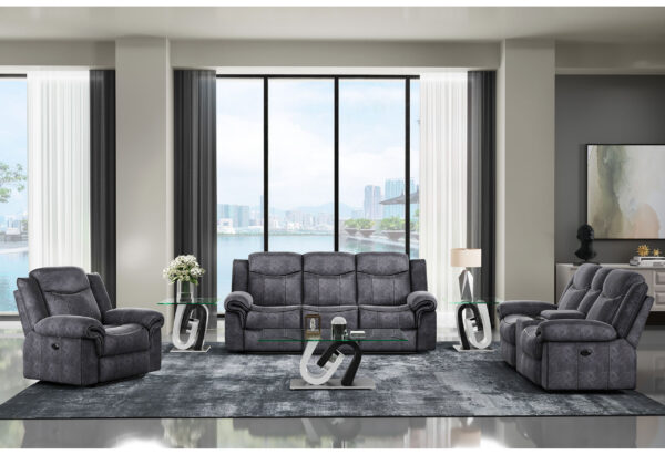 Domino Power Reclining Sofa & Console Loveseat in  Granite