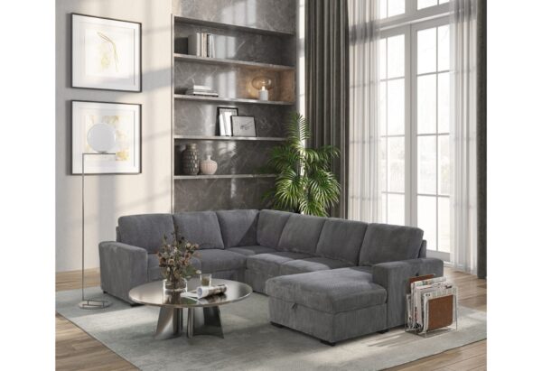 U2660 Grey Sectional W/Pull Out