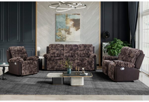 Celestial Reclining Sofa & Loveseat In Brown