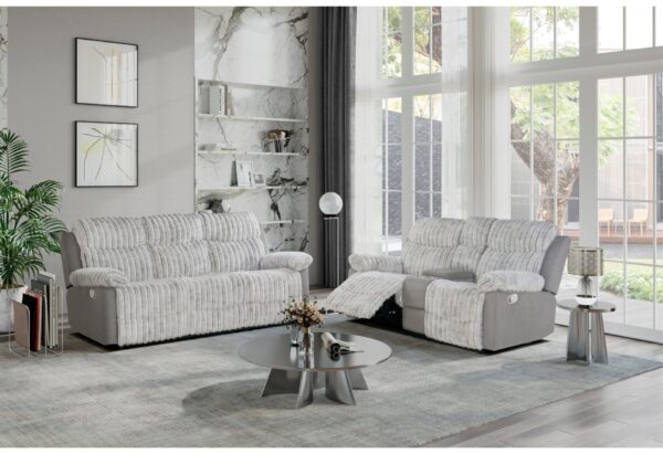 Celestial Reclining Sofa & Loveseat In Grey